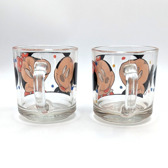 Anchor Hocking Disney Mickey and Minnie Mouse Clear Glass Mug Coffee Cup Vintage - Picture 11 of 13